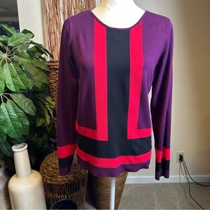Purple & Pink Colorblock Long-Sleeve Women's Top